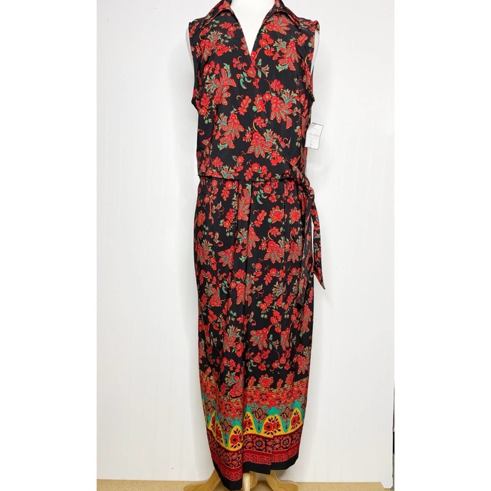 Vintage 90s/Y2K Sag Harbor Black Red Sleeveless Dress Women’s 16